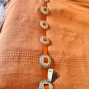 Brown Real Leather Concho Belt